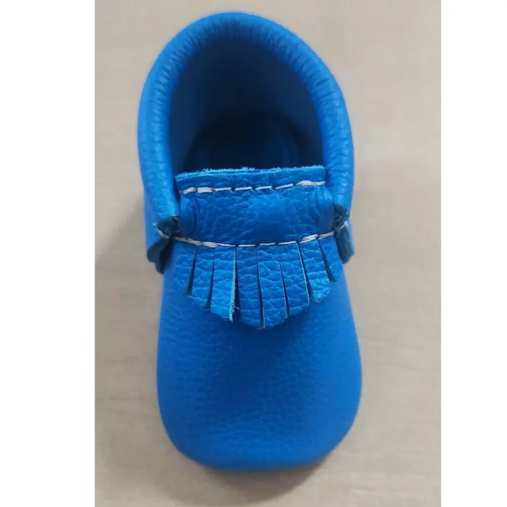 NIB Neon Blue Moccasin Baby Shoe 2